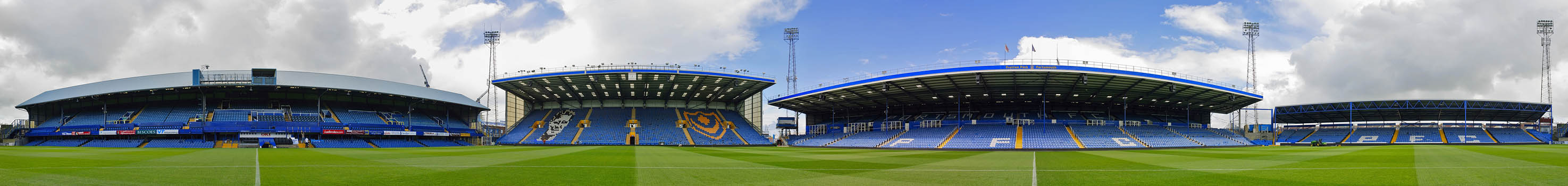 Panoramic photo of Portsmouth football stadium